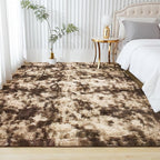 Andency 6x9 Area Rugs, Large Shag Fluffy Soft Shaggy Rugs for Living Room Bedroom, Non-Slip Tie-Dyed Brown Thick Plush Carpet for Kids Girls and Boys, Dorm Nursery Home Decor Aesthetic