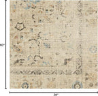 RUGGABLE Washable Vintage Area Rug – Kamran Ivory Opal 3x5, Stain-Resistant, Non-Slip – Small Machine Washable Rugs for Living Room, Bedroom, Hallway, Entryway & Office–with Cushioned Pad