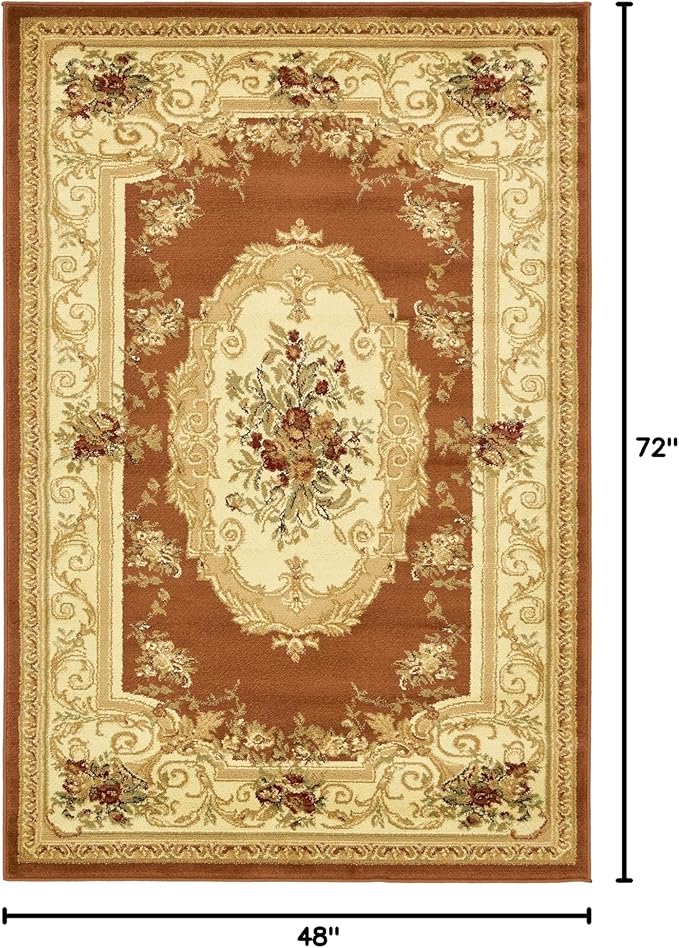 Rugs.com Chateau Collection Rug – 4' x 6' Brick Red Medium Rug Perfect for Entryways, Kitchens, Breakfast Nooks, Accent Pieces
