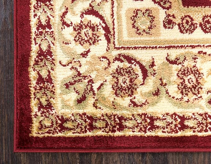 Unique Loom Versailles Collection Traditional Classic Medallion Floral Motif Area Rug (10' 0 x 13' 0 Rectangular, Burgundy/ Ivory)