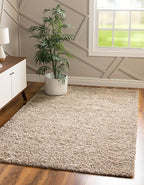 Unique Loom Solid Shag Collection Area Rug (10' x 13' 11" Rectangle, Taupe)