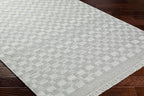 Mark&Day Wool Rugs, 9x12 Clinten Solid and Border Ivory Checkered Rug, Ivory Carpet for Living Room, Bedroom or Kitchen (8'10" x 12')