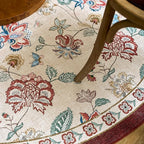 jinchan Elora 8ft Floral Round Rug for Dining Room Washable Living Room Rug Vintage Romance Design Non Slip Indoor Floor Cover Lightweight Low-Profile Throw Carpet for Bedroom Porch Patio, Red/Beige