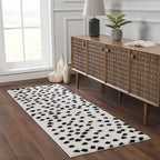 Hauteloom Tilos Dalmatian Hallway, Entryway Shag Runner Rug - Shaggy Runner Rug - Dot Pattern - High Plush Pile - Black, White - 2'7" x 7'3"