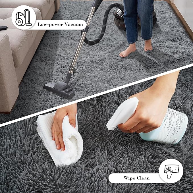 Soft Runner Rugs for Bedroom, Dark Grey 2x6 Area Rugs Fluffy Rug Shaggy Area Rug Carpet, Bedside Rug for Living Room Bedroom Kids Room Home Decor