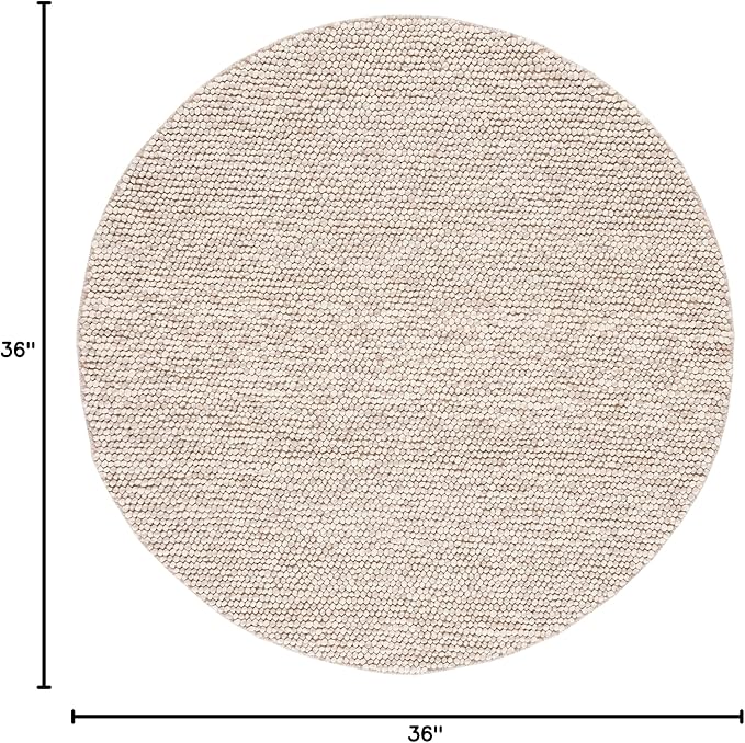 SAFAVIEH Natura Collection Area Rug - 3' Round, Beige, Handmade Wool Blend, Textured Design, Ideal for Living Room, Bedroom, Dining Space (NAT620B)