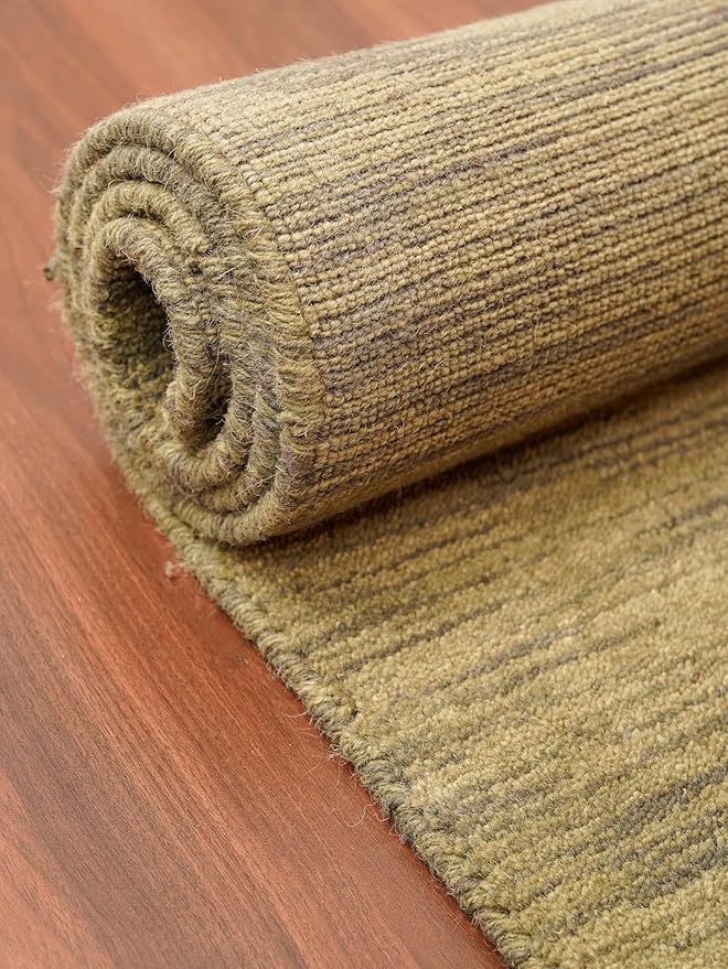 Rugsotic Carpets Hand Knotted Loom Wool 8'x10' Area Rug Solid Green L00111