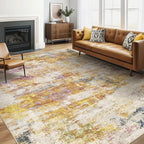 6x9 Area Rugs Living Room: Washable Large Abstract Modern Soft Stain Resistant Indoor Floor Rugs Non Slip Accent Carpet for Bedroom Nursery Playroom Office Dining Room Dorm Home House- Gold Colorful