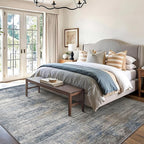 GENIMO Washable Area Rugs for Living Room, 8x10 Modern Non Slip Rugs, Low Pile Lightweight Soft Print Rug for Bedroom, Dining Room, Home Office, Denim Blue Gray