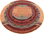 Unique Loom Estrella Collection Rustic, Distressed, Modern, Abstract Area Rug (6' 0 x 6' 0 Round, Orange/Black)
