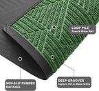 Kitinjoy Front Door Mat Outside Entrance, Sturdy Natural Dirt Trapper, Heavy Duty Rubber Doormat, Low Profile Non-Slip Backing, Easy Clean Floor Mat for Indoor Outdoor Entry, 47X32 Inch, Green