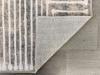 GLN Rugs Contemporary Collection - Machine Washable Area Rug, Contemporary Washable, Non Slip, Low Pile Chenille Rug, Living Room, Bedroom, Kitchen Rug (9' x 12' Lines Cream)