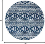 SAFAVIEH Tulum Collection Area Rug - 8' Round, Navy & Ivory, Moroccan Boho Tribal Design, Non-Shedding & Easy to Clean, Ideal for Living Room, Bedroom, Dining Space (TUL272N)