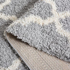 SAFAVIEH Dallas Shag Collection Area Rug - 8' Round, Grey & Ivory, Trellis Design, Non-Shedding & Easy Care, 1.5-inch Thick Ideal for High Traffic Areas in Living Room, Bedroom (SGD257G)