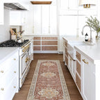 Washable Area Rug. Modern Farmhouse. Vintage. Turkish. Bohemian. Distressed. Oriental. Traditional. Rugs for Living Room. Dining. Bedroom. Office. Entryway. Foyer. (857RB, 2'5" x 13')