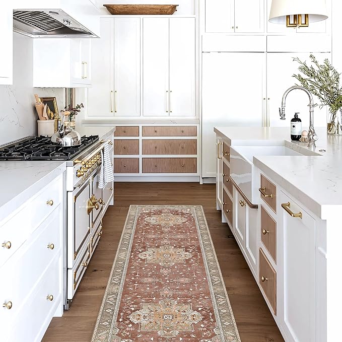 Washable Area Rug. Modern Farmhouse. Vintage. Turkish. Bohemian. Distressed. Oriental. Traditional. Rugs for Living Room. Dining. Bedroom. Office. Entryway. Foyer. (857RB, 2'5" x 6'5")