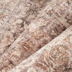 8x10 Rust Brown Washable Area Rug for Living Room Bedroom Neutral Soft Non Slip Rug Low Pile Vintage Distressed Carpet for Dining Room Nursery Office