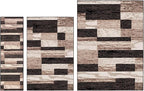 Superior Rockwood 3 Piece Indoor Area Rug Set, Jute Backing, Modern Color Block Decor for Hallway, Entry, Office, Kitchen, Living Room Floors, Plush Rugs, 2' 7" x 8', 5' x 8', 8' x 10', Chocolate