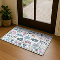 Fame Living Colorful Oushak Rug, Modern Small Rugs, Vintage, Turkish, Eclectic, Floral, Pastel, Washable, Door Mat, Doormat for Indoor Entrance, Entryway, Kitchen, Bathroom, Bedroom, Laundry, 2'x3'