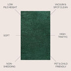 JONATHAN Y Haze Solid Low-Pile Emerald Indoor Area Rug 9x12, Coastal,Bohemian,Minimalist,Classic, Easy-Cleaning for Living Room,Bedroom,Kitchen,Pet Friendly,Non-Shedding (SEU100L-9)