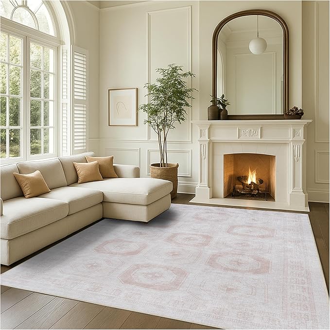 Fame Rugs Turkish Rug. Washable Vintage Oriental Antique Inspired Traditional Doormat Small Modern Area Rugs Luxury Entryway Entry Bedroom Bathroom Kitchen (405CB, 2'5 x 9'8)