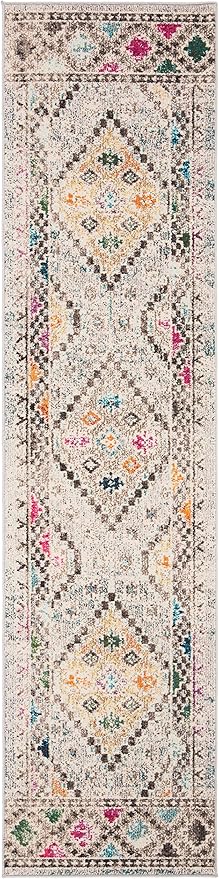 SAFAVIEH Madison Collection Runner Rug - 2' x 8', Grey & Yellow, Boho Diamond Distressed Design, Non-Shedding & Easy Care, Ideal for High Traffic Areas in Living Room, Bedroom (MAD418F)