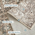 vivorug 5x7 Area Rugs - Ultra-Thin Washable Rug with Non-Slip Backing, Ideal for Living Room, Bedroom, Kitchen Floor Carpet - Vintage, Easy Clean, Durable, Turquoise/Antique