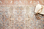 Loloi Layla Collection LAY-04 Ocean/Rust 2'-6" x 12'-0" .13" Thick Runner Rug, Soft, Durable, Vintage Inspired, Distressed, Low Pile, Non-Shedding, Easy Clean, Printed, Living Room Rug