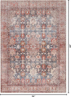 Kuden 3x5 Small Rug, Machine Washable, Non-Slip Backing, Vintage Style, Soft, Low Pile, Area Rugs for Entryway Kitchen Indoor Entrance