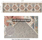 Enkor Runner Rugs for Hallway, 2.6x13 Washable Soft Non Slip Floor Rugs for Kitchen, Modern Mat for Living Room Bedroom Entryway Beige & Red