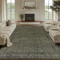 Vintage Area Rug 8x10 Washable Olive Brown Living Room Carpet Large Indoor Non Slip Bedroom Low Pile Kitchen Distressed Retro Accent Throw Rug for Dining Room