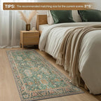 Bavni Runner Rug, Machine Washable Rugs for Bedroom 2x7, Non Slip Boho Rugs with Rubber Backing, Ultra-Thin Folable Rug Runner for Hallways Bathroom, Sage/Gold