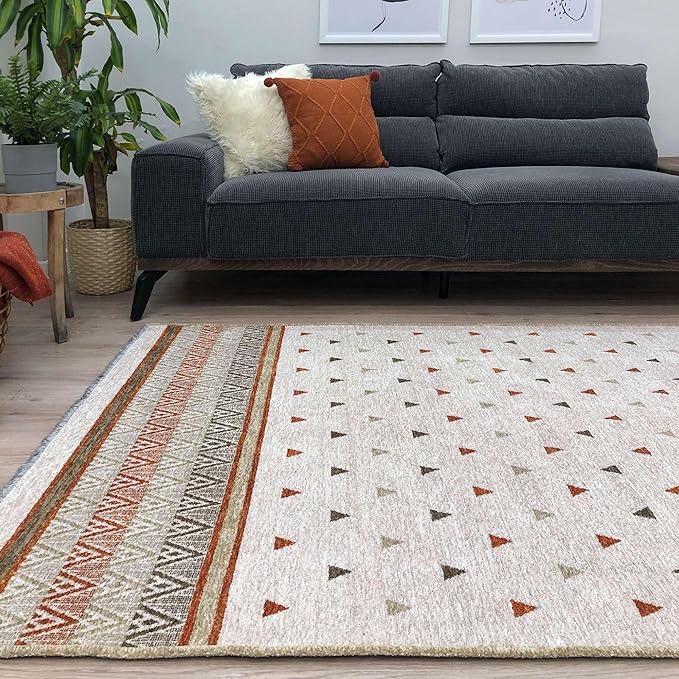 Alfa Rich 4x6 Beige Terracotta Washable Area Rugs for Living Room Kitchen Bedroom Decor Rug