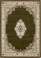 Unique Loom Reza Collection Traditional Persian Style Area Rug, 4 x 6 ft, Olive/Ivory