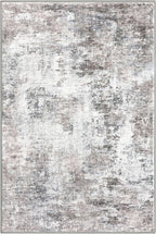 Modern Abstract 5x7 Living Room Washable Rug Non-Slip Soft Bedroom Area Rug Beige Grey Neutral Thin Print Faux Wool Floor Carpet Throw Rugs for Nursery Playroom Dining Room Indoor Office