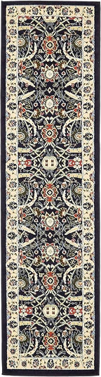 Unique Loom Espahan Collection Area Rug - Cape Cod (2' 2" x 8' 2" Runner, Navy Blue/ Black)