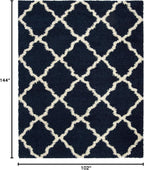 SAFAVIEH Dallas Shag Collection Area Rug - 8'6" x 12', Navy & Ivory, Trellis Design, Non-Shedding & Easy Care, 1.5-inch Thick Ideal for High Traffic Areas in Living Room, Bedroom (SGD257N)