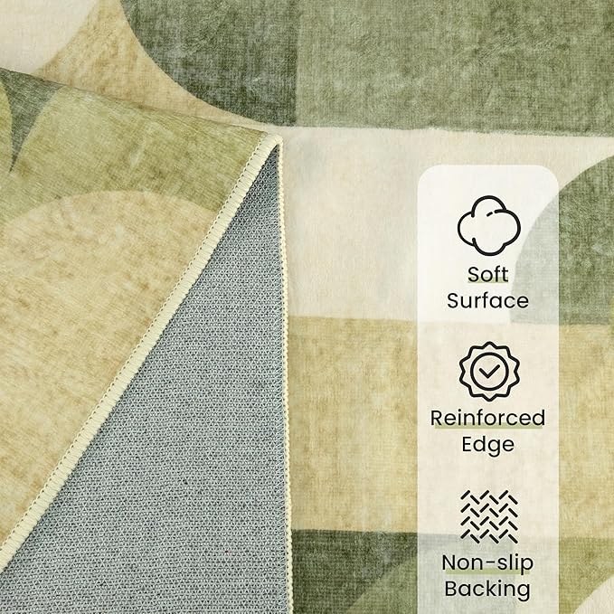 Small Rugs 2x3 Green Rug for Entryway Bathroom Kitchen Entrance Doormat,Modern Geometric Accent Floor Throw Carpet Non Slip