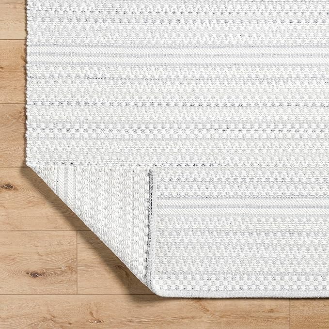 Mark&Day Wool Rugs, 6x9 Precious Solid and Border Cream/Charcoal Area Rug, Cream Grey Carpet for Living Room, Bedroom or Kitchen (6' x 9')