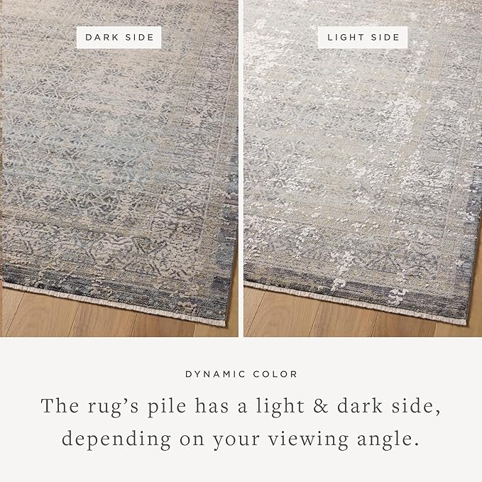 Loloi Amber Lewis Alie Collection ALE-04 Sky/Stone 9'-6'' x 13'-1'', .13'' Pile Height, Area Rug