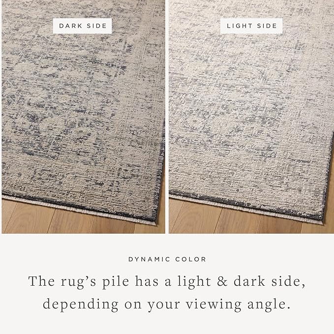 Loloi Amber Lewis Alie Collection ALE-05 Charcoal/Beige 7'-10'' x 7'-10'', .13'' Pile Height, Round Area Rug