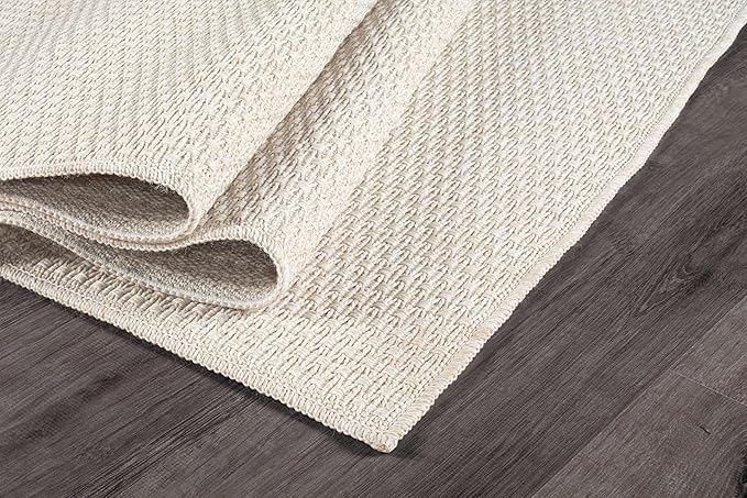 Easy Jute Rugs 5x7 White Color Living Room Indoor Outdoor Area Rug for Patio Farmhouse and Kitchen Rug High Traffic Easy to Clean Washable Solid Boho Woven Design Outside Carpet (5 x 7)