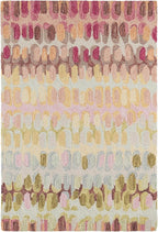Dash & Albert Paint Chip Stone Hand Micro Hooked Wool Rug, 8.5 X 11.5 Feet, Pink/Blue Geometric Pattern