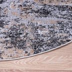 Rugs.com Leipzig Collection Round Rug – 3 Ft Round Beige Low-Pile Rug Perfect for Kitchens, Dining Rooms