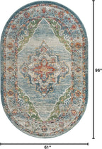Unique Loom Isabella Collection Area Rug - Rossellini (5' 1" x 8' Oval, Blue/ Beige)