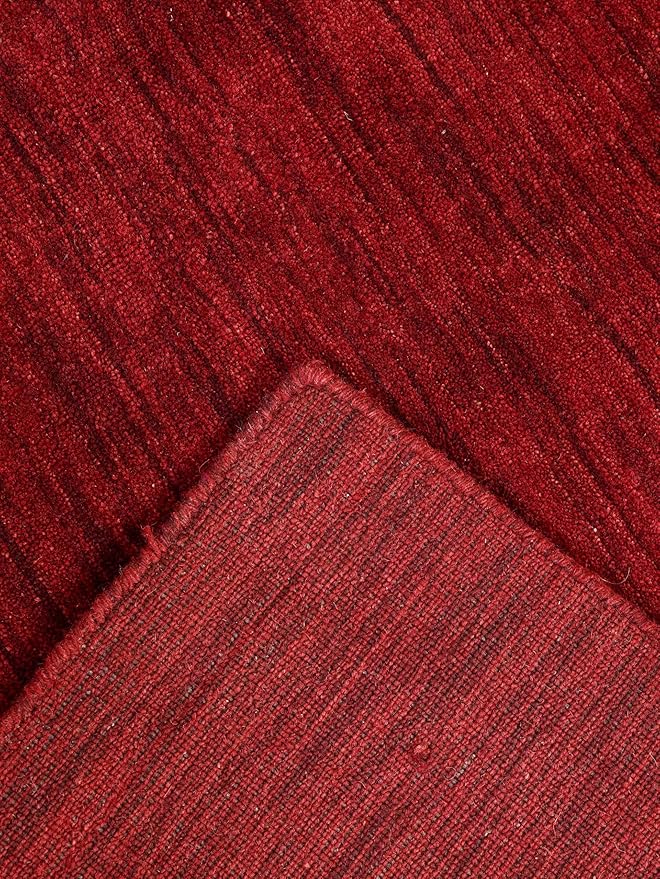 Rugsotic Carpets Hand Knotted Gabbeh Wool 8'x11' Area Rug Solid Red L00111