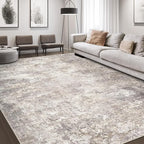 Area Rug Living Room Rugs - 7x10 Washable Large Soft Indoor Neutral Modern Abstract Low Pile Rug Carpet for Bedroom Dining Room Farmhouse Home Office - Brown