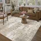 Beige Area Rug 5x7 Machine Washable Modern Abstract Living Room Carpet Non Slip Neutral Low Pile Soft Non Shedding Bedroom Contemporary Indoor Rug for Kitchen Office Laundry Dining Room