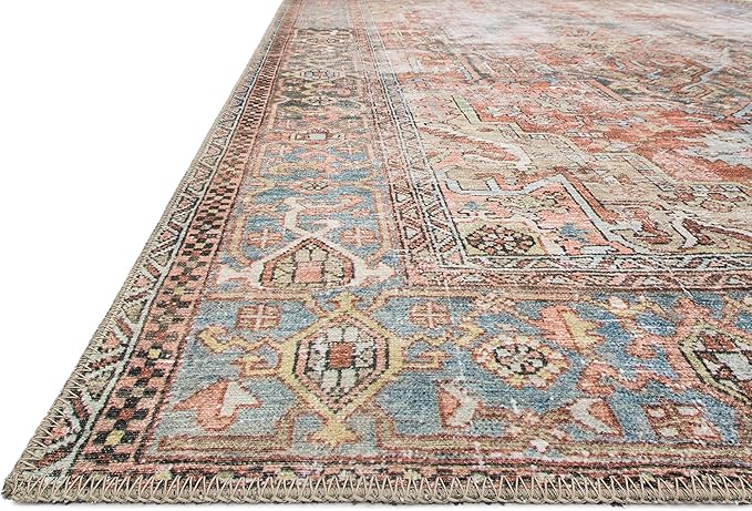 Loloi Loren Collection LQ-15 Terracotta/Sky 2'-6" x 7'-6" Runner Rug
