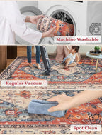 SERISSA Boho Washable Runner Rug, 2x6 Rug Non-Slip Tribal Hallway Kitchen Runner Rug Ultra Soft Print Distressed Vintage Floor Carpet for Bedroom Bathroom Laundry Living Room